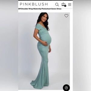 PinkBlush Mint Off Shoulder Wrap Maternity Photoshoot Gown/Dress.